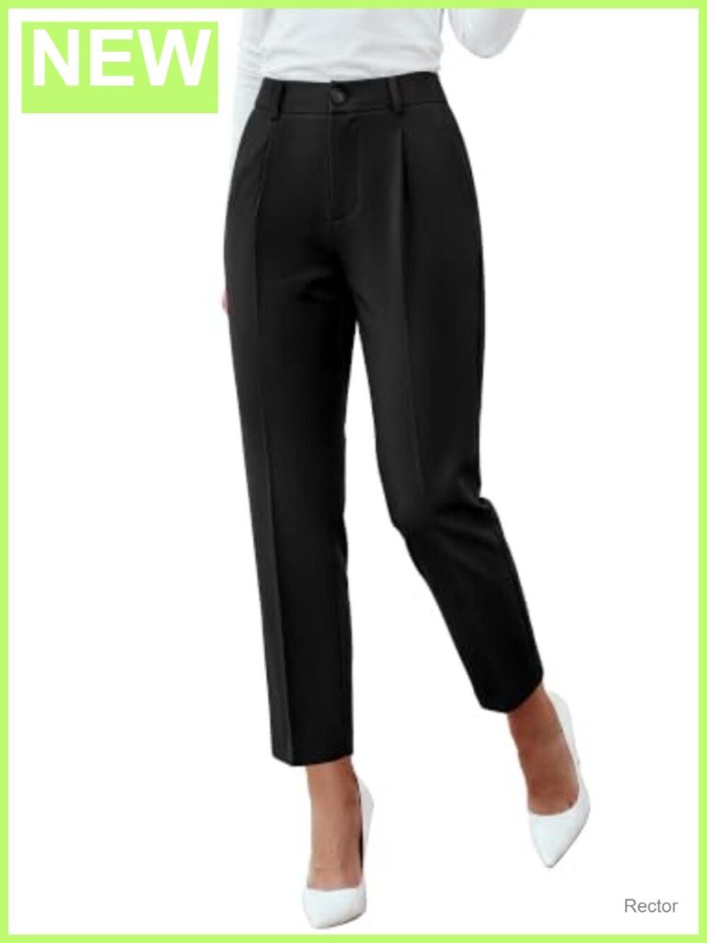 Women's High Rise Straight Leg Work Pants with Pockets Ankle Trousers